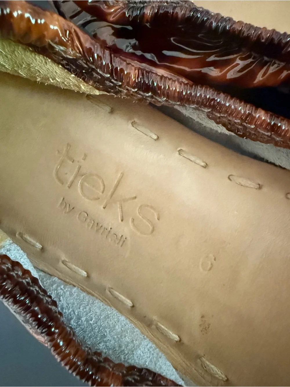 Tieks Tortoiseshell Ballet Flat with Teal Sole - Picture 4 of 8
